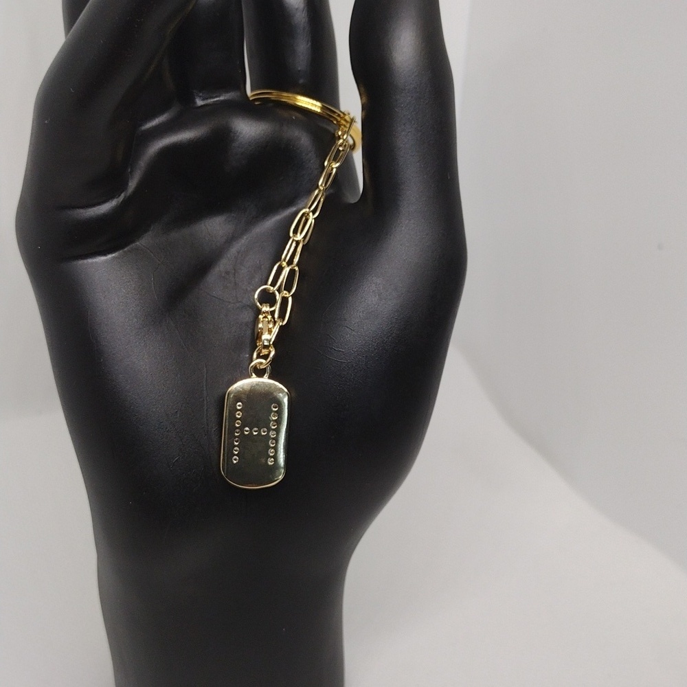 Gold Rhinestone Initial H Keychain Bag Charm Monogram - Picture 3 of 4